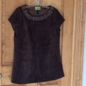 Vintage Tracy Porter brown velvet tunic